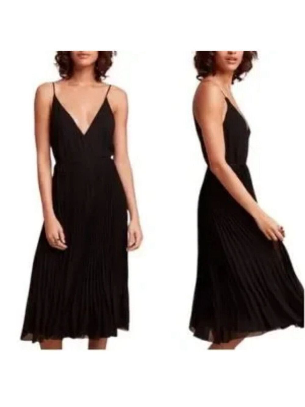 Aritzia Wilfred Beaune Pleated Wrap
Midi  Dress in Black Sz Small